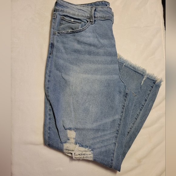 SO Womens Blue Boyfriend Jeans with Distressed Details - Picture 2 of 9